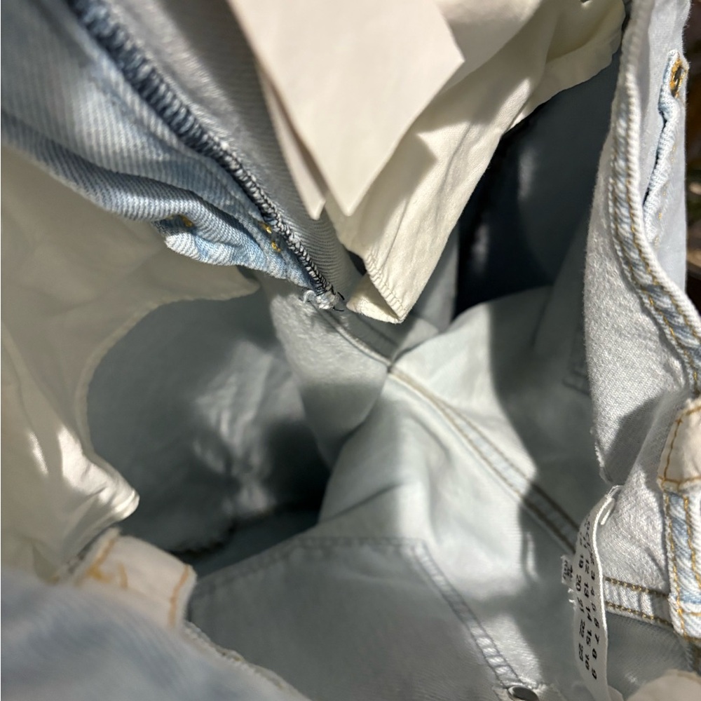 Light Blue with tan Women' Wide-Leg Jeans open waist Maison margiela size 2 - Picture 8 of 16
